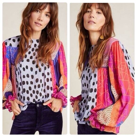 Anthropologie B|^nk London Miranda Peasant Blouse - Picture 1 of 7